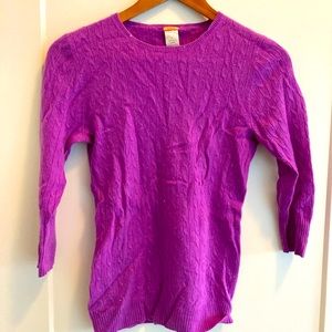 J. Crew cashmere cable knit sweater, 3/4 sleeves. Size M.